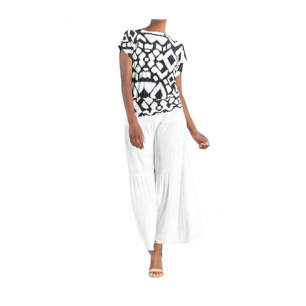 NEW CLARA SUNWOO dolman short sleeve top in bone / black
